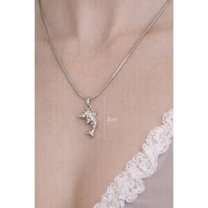 🐬 Sparkling Dolphin Pendant Necklace | Crystal Ocean Charm Silver Tone